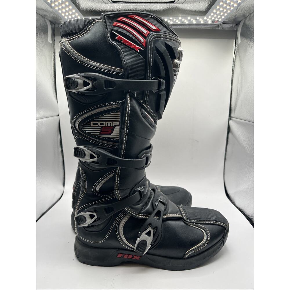 Fox Comp 5 Adult Motocross Boots Men’s Sz 9 Black MX ATV Dirt Bike Gear Shoes - Picture 3 of 14